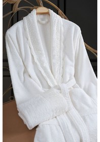 Resim Ruya Güpürlü Pamuklu 2 Parça Havlulu Bornoz Seti 