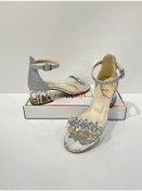 Resim Kız Çocuk Abiye Ayakkabı Gümüş Çiçek Taş Detaylı Mezüniyet-düğün Topuklu Çocuk Abiye Ayakkabı Gümüş 