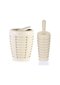 Resim Primanova Palm Bej Çöp Kovası Klozet Fırçası Bej 