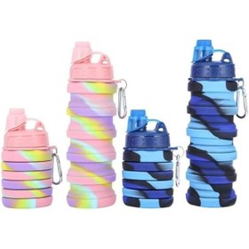 Resim Genel Markalar 500 Ml Sızdırmaz Katlanabilir Portatif Silikon Su Matarası Taşınabilir Suluk (Pembe) 