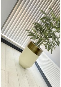 Resim Dekoratif Eskitme Darbuka Beyaz Saksı 70cm 