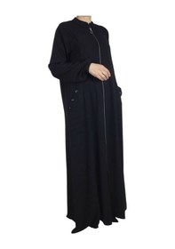 Resim Kadın Kolağzı Lastikli Önü Fermuarlı Üstten Cepli İnce Yazlık Ferace Lacivert 