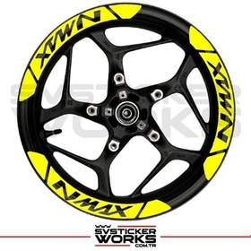Resim Yamaha Nmax Jant Şeridi Geniş Sticker Dıştan İçe Kaliteli Yüksek Yapışkanlı Sticker Sarı 