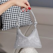 Resim Elegant Silvery Glitter Clutch Purse - Akşam Etkinlikleri, Partiler ve Resmi Toplantılar için Mükemmel, Fermuar Kapanışı, Polyester Astar, Moda Akşam Çantası|Parlak Aksesuar|Fermuar Kapanışı, Akşam Çantası 