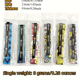 Resim 3 adet 3D Baskılı Tenis Çubuğu Tutacakları - Kaymaz, Ter Emici, Yapışkan PU Malzemesi, Suni Deri, Karışık Renkler, Voleybol, Tenis ve Squash Çubukları için İdeal, Tenis Aksesuarları 