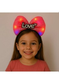 Resim Led Işıklı Love Yazılı Fuşya Fiyonk Taç Kız Çocuk Csmtex - 58 Parti Tacı 