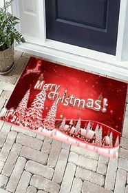 Resim Dijital Baskılı Yıkanabilir Merry Christmas Temalı Kapı Önü Paspası (50 x 60) 