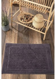 Resim Damask Desenli Ayak Havlusu 1 Adet - 60x100 Cm Yumuşak & Su Emici - %100 Pamuk Antrasıt Antrasit 