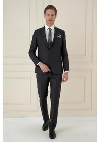 Resim Efor Slim Fit Çift Yırtmaç Mono Yaka Klasik Antrasit Takım Elbise Tk 912 Antrasit 