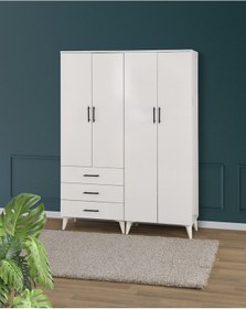 Resim Azra'dan 4 Kapaklı Gardrop Beyaz 
