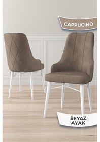 Resim Canisa Neta Serisi, 1.sınıf Babyface Kumaş Sandalye, Beyaz Gürgen Ayak, 6 Adet Cappucino Sandalye Sandalye Cappucınou Ayakları Beyaz 