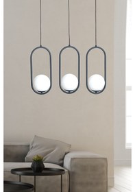 Resim Luzarana Zenga 3 Lü Antrasit Metal Gövde Beyaz Camlı Tasarım Lüx Sı... Çok Renkli 