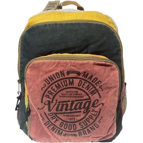 Resim Dark Cotton Kaliteli Vintage Salaş Yıkama Kumaş Disayn Günlük Gezi Okul Sırt Çantası 30cmx40cm Pembe - Siyah 