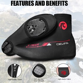 Resim X-TIGER Rüzgar Geçirmez Bisiklet Ayakkabı Örtüleri, Polyester %87 Spandeks %13 Yüksek Elastiklik Kaymaz MTB Yol Bisikleti Bot Örtüleri Erkekler ve Kadınlar İçin, Elde Yıkanabilir Dokuma Tekstil Malzemesi 