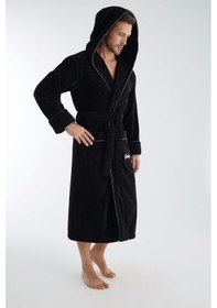 Resim Racing Speed Nakış Triga Bukle Bambu Cotton Erkek Bornoz Siyah 