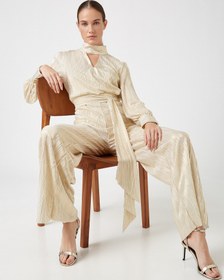 Resim Abiye Tulum Pırıltılı Uzun Kollu Choker Yaka 