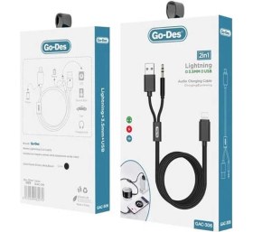 Resim Go-Des Go Des GAC-306 2 In 1 Aux Kablo Lightning To 3.5 mm & USB Ses Kablousu 