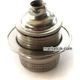 Resim Marketcik Krom Halkalı Metal Porselen E27 Duy 
