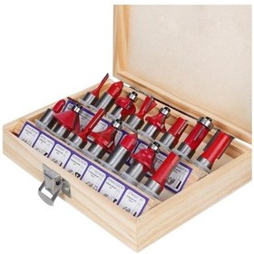 Resim Sones Ahşap İşleme Freze Kesici Seti Kesme Makinesi Kafası Elektrikli Ahşap Frezeleme Gravür Makinesi Kesici, Stil: Kırmızı 1/2 Saplı 15 Adet 