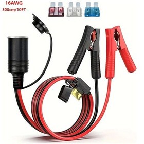 Resim Xuweiwei Vehicle Plug Akü Bağlantı Kablosu 10ft 12v Soket Kelepçe Dönüştürücü 14awg Uzantı Kablosu 10a 15a 20a 25a Sigortalar Bakır Tel 