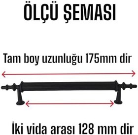 Resim Glaswen 12 Adet Erciyes kulp Siyah 128 mm Kulp Mobilya Mutfak Dolabı Çekmece Dolap Kapak Kulpu Kulbu Metal Kulpları 