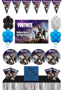 Resim Fortnite 8 Kişilik Afişli Doğum Günü Konsepti Parti Malzemeleri M 