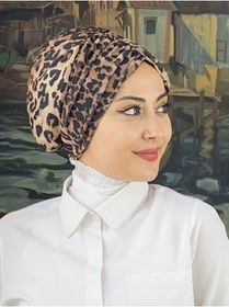 Resim BUTİKAMBAR Leopar Desenli Büzgülü Bone 