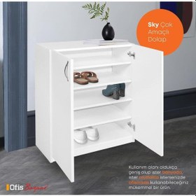 Resim My Design Sky Çok Amaçlı Dolap Ayakkabılık Beyaz 