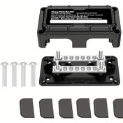 Resim Lumaworld Siyah Heavy-duty 300a Busbar 2 X 1/4" M6 Terminal Başlığı 12 X 8 M4 Vida Aksesuarsız Güç Dağıtım Bloğu 