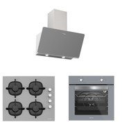 Resim Silverline 3'lü Gri Cam Ankastre Set (3457 Soho 60 Gri+cs5343s01+bo65e1s01) 