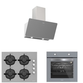 Resim Silverline 3'lü Gri Cam Ankastre Set (3457 Soho 60 Gri+cs5343s01+bo65e1s01) 