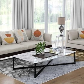Resim Monnhein Yıkanabilir Halı ve Yolluk - Kaymaz Tabanlı Salon Halısı, Mutfak Halısı, Modern Dijital Baskı Tasarım (0205) 