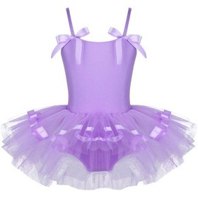 Resim Lavanta Çocuklar Bale Leotard Elbise Jimnastik Sahne Performansı Tutu Balerin Elbise Küçük Kızlar Bale Giyim Lila 