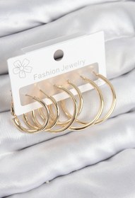 Resim NETWORK ART Pirinç Halka Model Gold Renk Kadın Set Küpe - Lisinya 