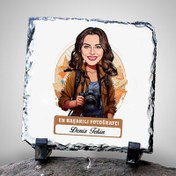Resim Karikatürlü En Başarılı Kadın Fotoğrafçı Dekoratif Taş 