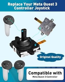 Resim Joystick Replacement Kit for Meta Quest 3 Controller(10 in one), Repair Kit Accessories for Meta Quest 3 Controller, Include 2 Thumb Sticks, T5 Screwdriver, Tweezer, Pry Tool, 4 Thumbstick Grips 