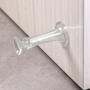 Resim 1 adet Şeffaf PVC Kapı Durdurucu, Banyo ve Yatak Odası için Gürültü Azaltıcı Kauçuk Emme, Dekoratif Kabartmalı Silindirli Çarpışma Önleyici Tasarım, Güvenli Yapışkan Montaj 