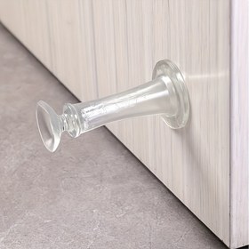 Resim 1 adet Şeffaf PVC Kapı Durdurucu, Banyo ve Yatak Odası için Gürültü Azaltıcı Kauçuk Emme, Dekoratif Kabartmalı Silindirli Çarpışma Önleyici Tasarım, Güvenli Yapışkan Montaj 