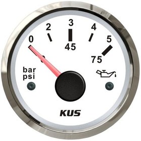 Resim KUS Yağ Göstergesi 5 Bar Beyaz 12/24V 52 MM 