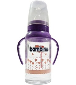 Resim Bambino Be 015 Kulplu Cam Biberon 125 ML - Mor 