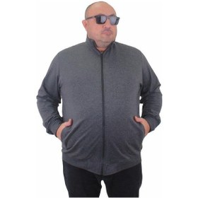 Resim Starbattal Büyük Beden Basic Mevsimlik Fermuarlı Sweatshirt 22750 Antrasıt-Antrasıt Antrasit 