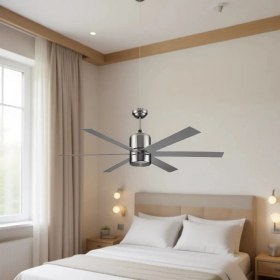 Resim Vanti KCF-286 48 Inç (122 cm) Nikel Kaplama Tavan Vantilatörü Gümüş Renkli 6 Kanatlı Modern Tasarım 