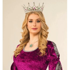 Resim Aspata Store Taşlı Rönesans Kraliyet Gümüş Renk Kraliçe Tacı 