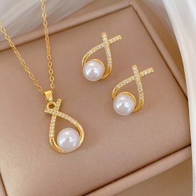 Resim Paslanmaz Çelik Zincir Kolye, Rhinestone (Yapay Elmas) İşlemeli Imitasyon İnci Uçlu, Kadın Takıları İçin Çok Yönlü ve Hafif Lüks Okyanus Temalı Tasarım, Günlük Kullanım veya Özel Günler İçin Uygun, Tatil Hediyesi veya Noel Hediyesi Olarak Mükemmel 