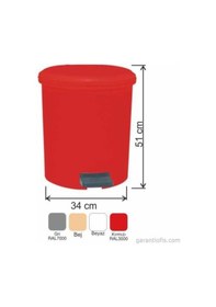 Resim Garanti Metal 7139 Plastik İç Kovalı Yuvarlak Pedallı Çöp Kovası (40 Litre) 
