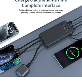 Resim 50.000 Mah Taşınabilir Şarj Aleti 22.5w Pd Hızlı Şarj Lcd Şarj Göstergeli 6 Port Powerbank Siyah 
