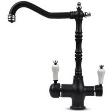 Resim İdeal Mağaza Su Arıtma Cihazı İçin 3 Yollu Rustik Siyah Musluk 