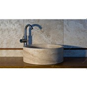 Resim Traverten Silindir Mermer Lavabo 