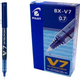 Resim V7 Hi-tecpoint Rollerball Pen, 0.7 Mm Tip - Mavi , 12'li Paket Çok Renkli 