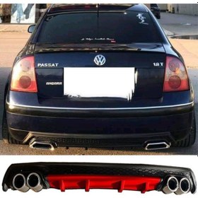 Resim Vw Passat B5 Kırmızı Difüzör Çiftli Yuvarlak Egzoz Görünümlü D Tip Difizör 
